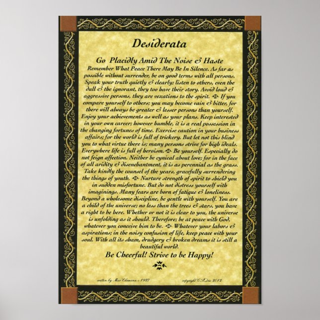 Póster POSTER de poemas DESIDERATA (Frente)
