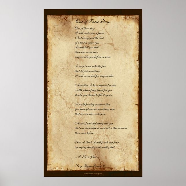 Póster poster de poesía amistosa "Uno de estos días" (Frente)