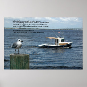 Póster Poster de poesía de poesía de la gaviota oceánica