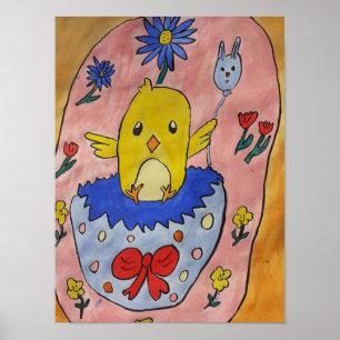 Póster Poster de pollo de Pascua