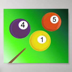 Póster Poster de Pool Cue y Billiard Balls
