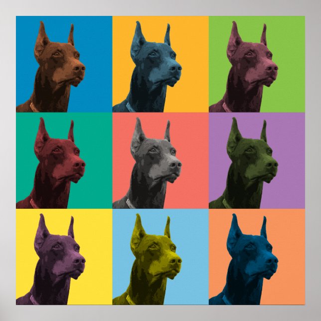 Póster Poster de Pop-Art de Doberman Pinscher (Frente)