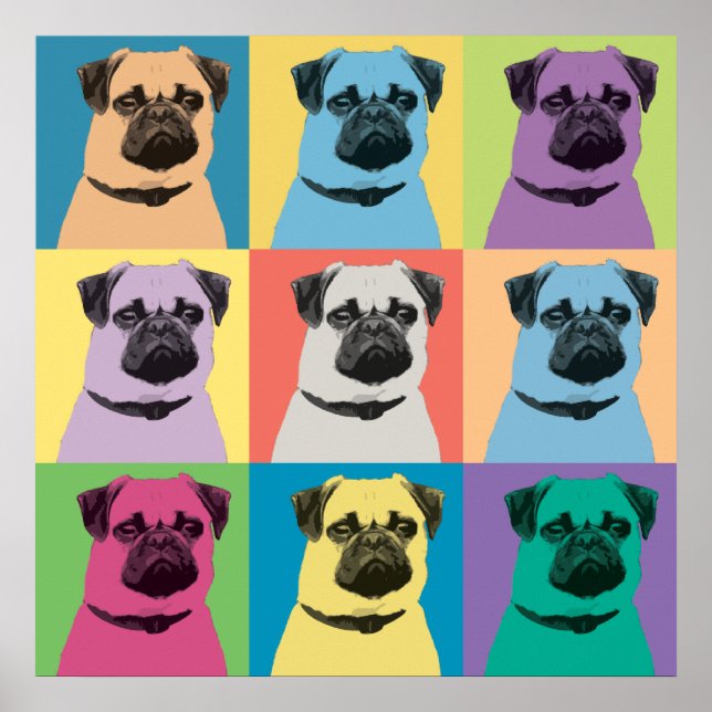 Póster Poster de Pop-Art de Pug (Frente)