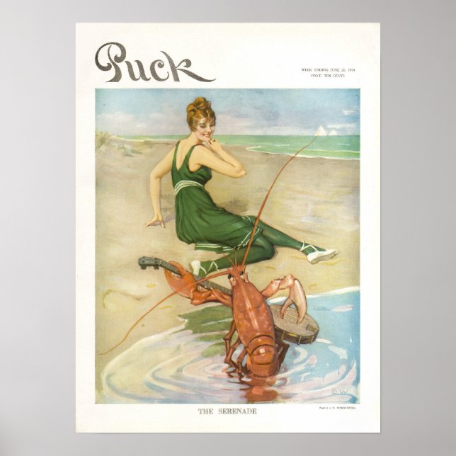 Póster Poster de portada de la revista Puck 1914, Beach (Frente)