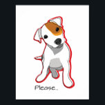 Póster Poster de porto de Jack Russell con acento rojo<br><div class="desc">Gran poster para el amante del perro o el entusiasta de Jack Russell. Tiene un diseño de arte pop dulce</div>