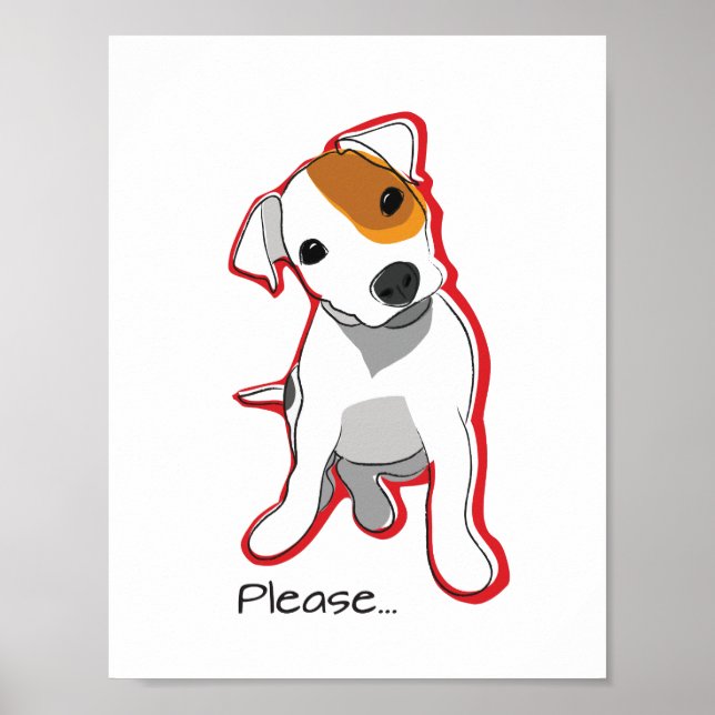 Póster Poster de porto de Jack Russell con acento rojo (Frente)