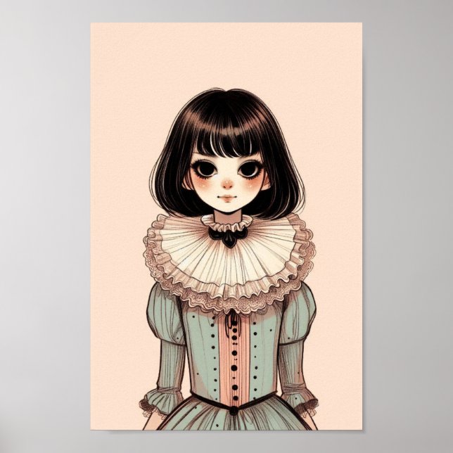 Póster Poster de portrait de jeune fille (Frente)