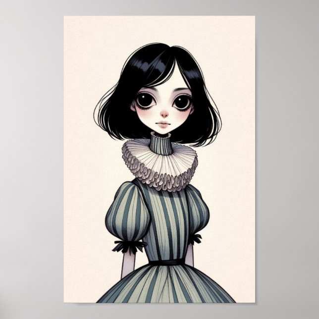 Póster Poster de portrait de jeune fille (Frente)