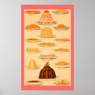 Póster Poster de postres de época