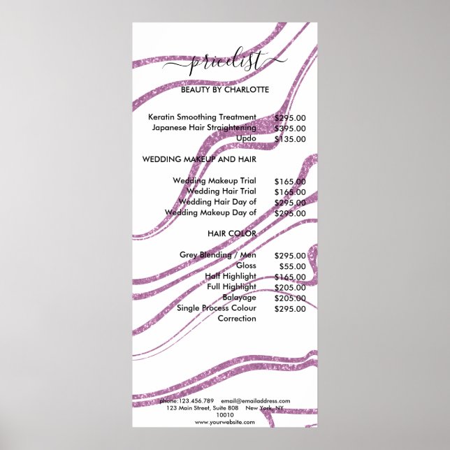 Póster Poster de Precios al Estilo de Mármol Moderno (Frente)