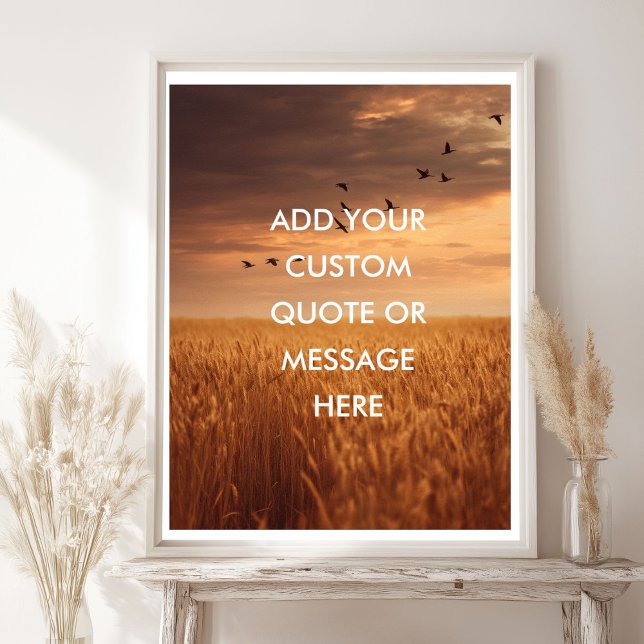 Póster Poster de presupuesto de campo de apertura de pres (Custom Quote Sunset Field Quote Poster)