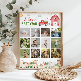 Póster Poster de primer año de foto de animales de Barnya