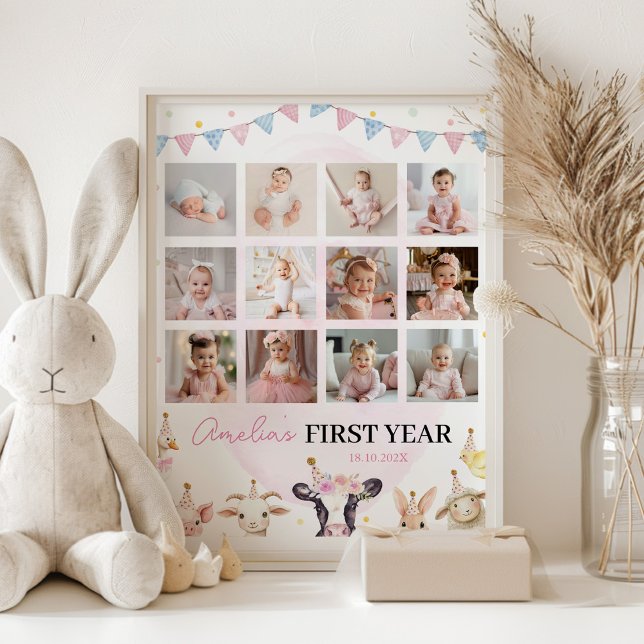 Póster Poster de primer año de foto de animales de granja (Subido por el creador)