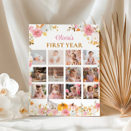 Póster Poster de primer año de foto de calabaza rosa