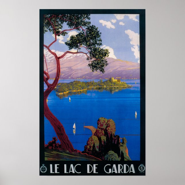 Póster Poster de promoción de viajes en el lago de Garda (Frente)