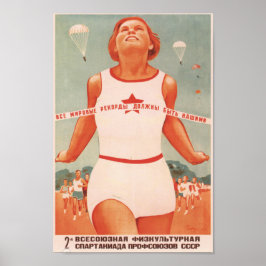 Póster Poster de propaganda atlética soviética