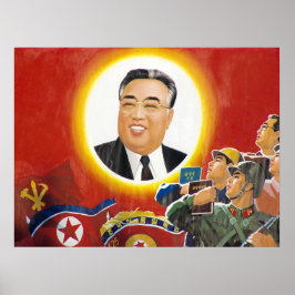 Póster Poster de propaganda de Kim il Sung norcoreano