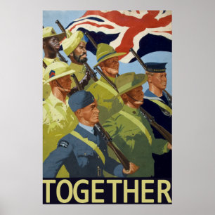 Póster poster de propaganda 'Juntos' de la Segunda Guerra