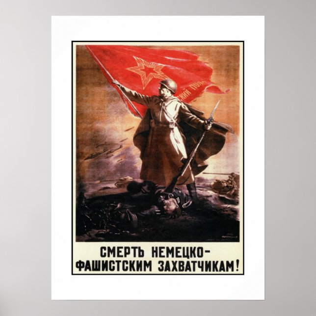 Póster Poster de propaganda rusa de la Segunda Guerra Mun (Frente)