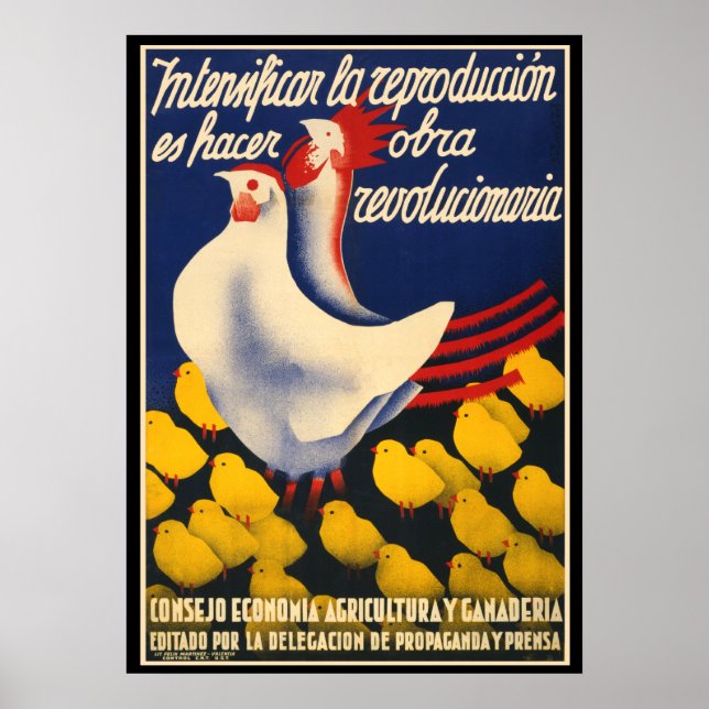 Póster Poster de Propoganda de Pollo de Guerra Civil en E (Frente)
