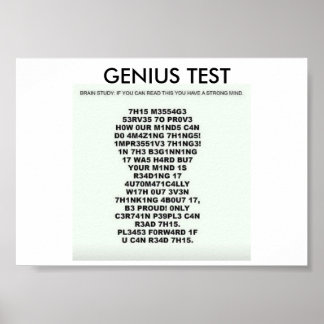 Póster Poster de pruebas Genius con texto para probar su