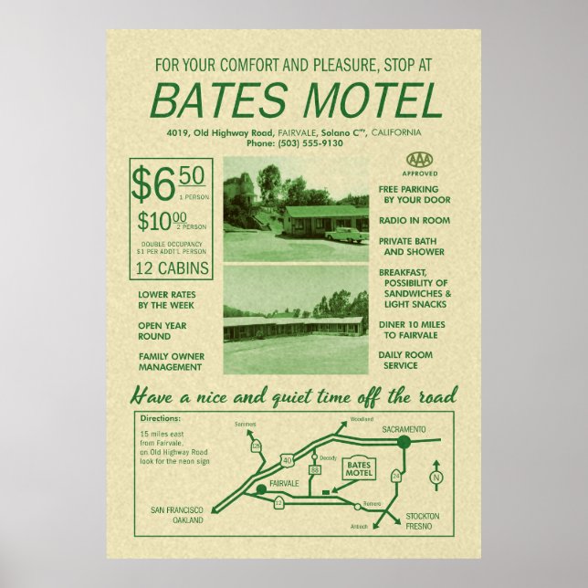 Póster Poster de publicidad de Bates Motel (Frente)