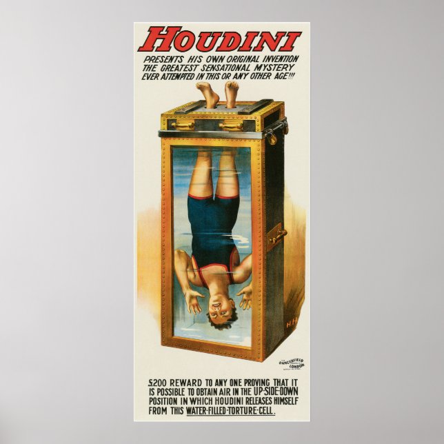 Póster Poster de publicidad de Houdini, 1913 (Frente)