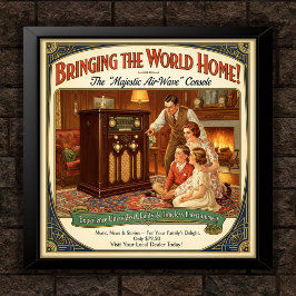 Póster poster de publicidad de la consola de radio antigu