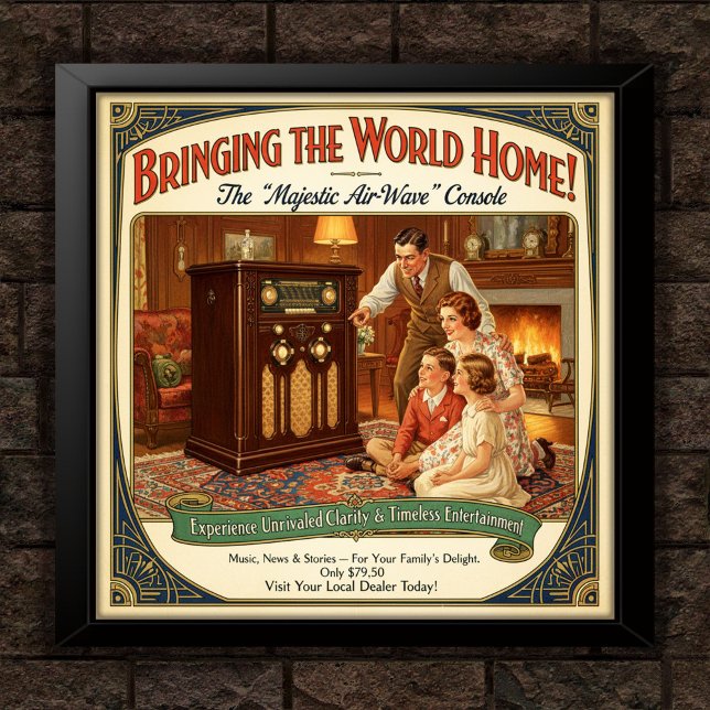 Póster poster de publicidad de la consola de radio antigu (Subido por el creador)