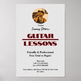 Póster Poster de publicidad de profesor de guitarra