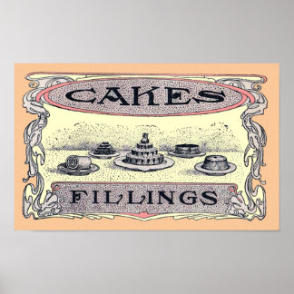 Póster Poster de publicidad de tarta victoriana de época