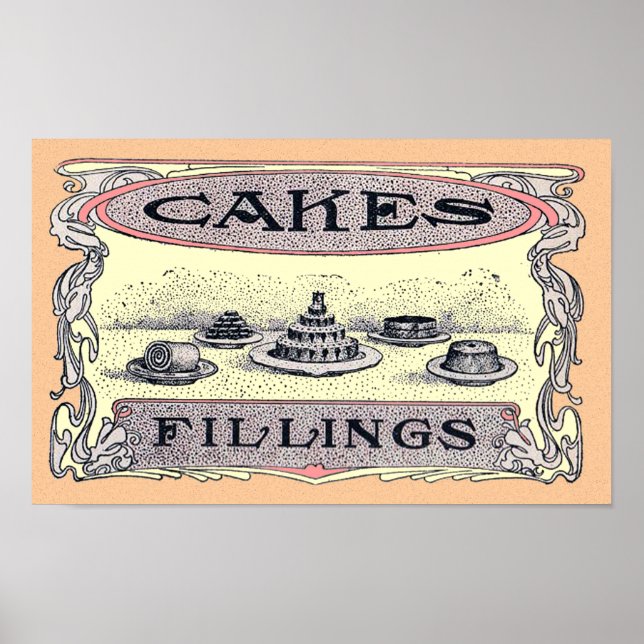 Póster Poster de publicidad de tarta victoriana de época (Frente)