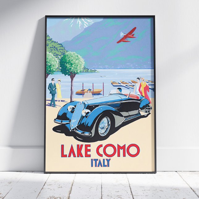 Póster Poster de publicidad del lago Vintage Como (Vintage Lake Como Advertising Print)