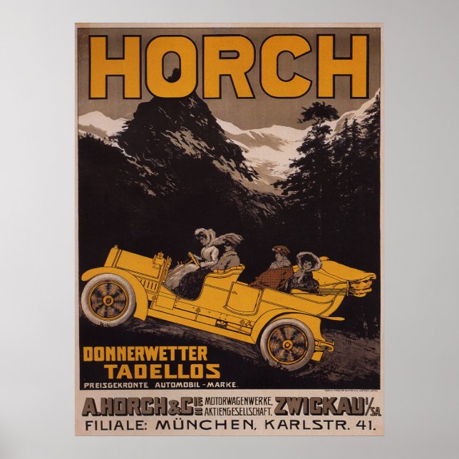Póster Poster de publicidad en automóvil HORCH (Frente)