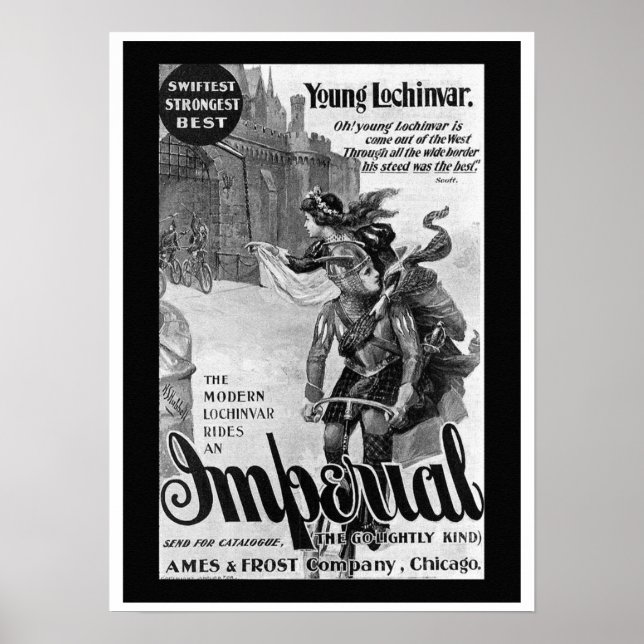 Póster poster de publicidad en bicicleta imperial de 1897 (Frente)