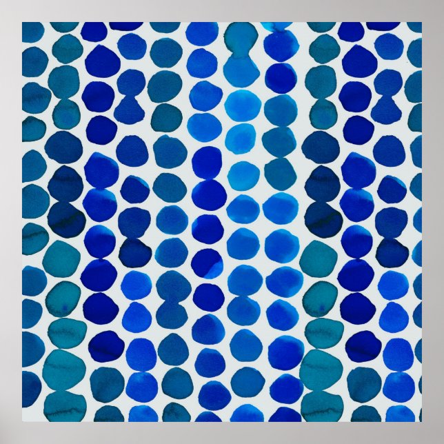 Póster Poster de puntos en azul (Frente)
