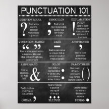 Poster de puntuación de gramática en inglés