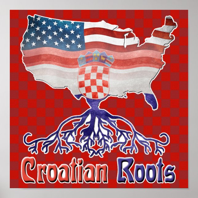 Póster Poster de raíces croatas de Estados Unidos (Frente)