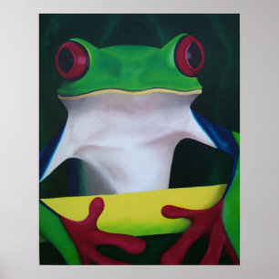 Póster Poster de rana de árbol rojo de ojos