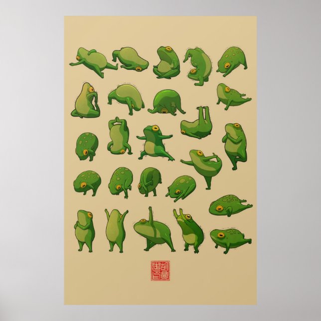 Póster Poster de rana de yoga mate (Frente)