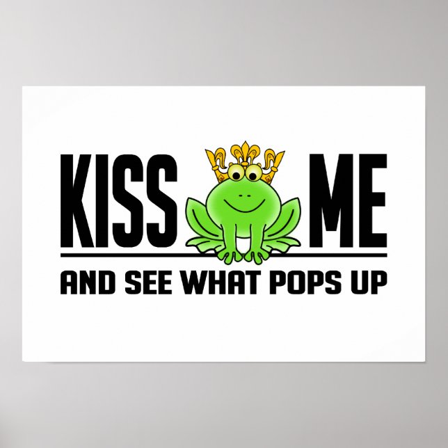 Póster Poster de rana KISS ME, personalizable (Frente)