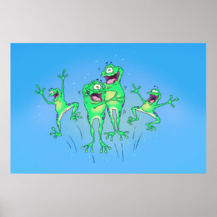 Póster Poster de ranas felices