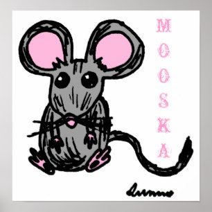 Póster Poster de ratón de Mooska Cute