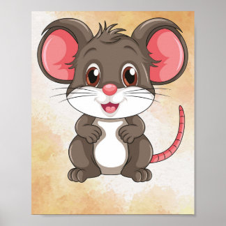 Póster Poster de ratón Personalizado. Cute Nursery Wall A