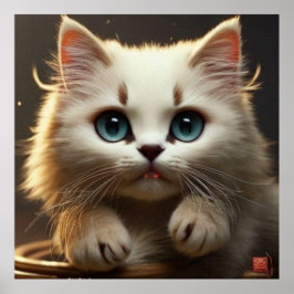 Póster Poster de rayas marrón claro de gatito pequeño