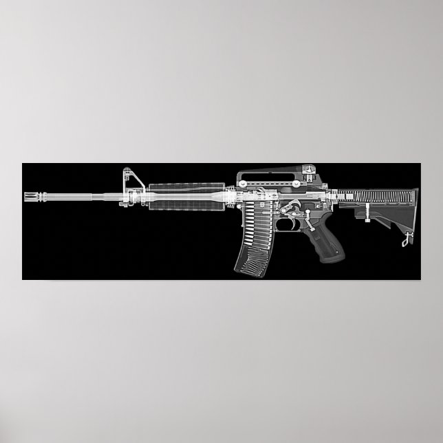 Póster POSTER de rayos X/CT de rifle AR-15 real! Alto det (Frente)