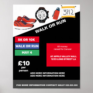Póster Poster de recaudación de fondos RUN O WALK