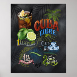 Póster Poster de receta Cuba Libre