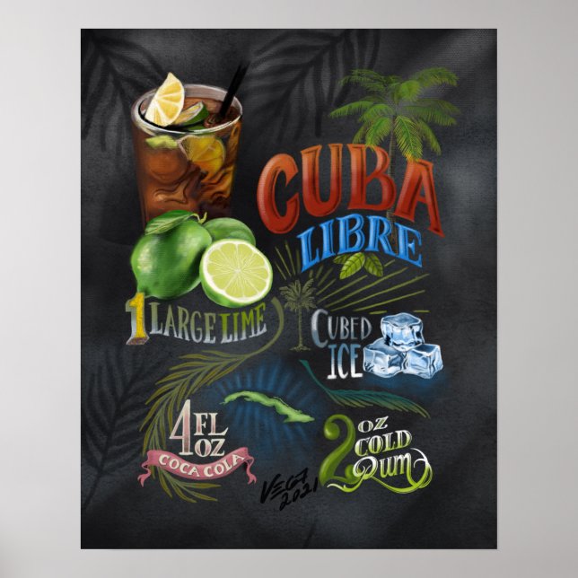 Póster Poster de receta Cuba Libre (Frente)