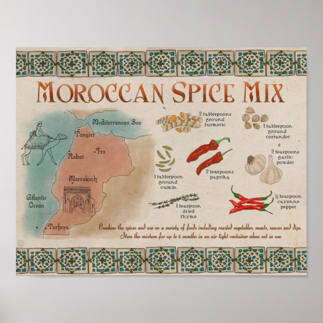 Póster Poster de receta de viajes: Mezcla de especias mar (Frente)